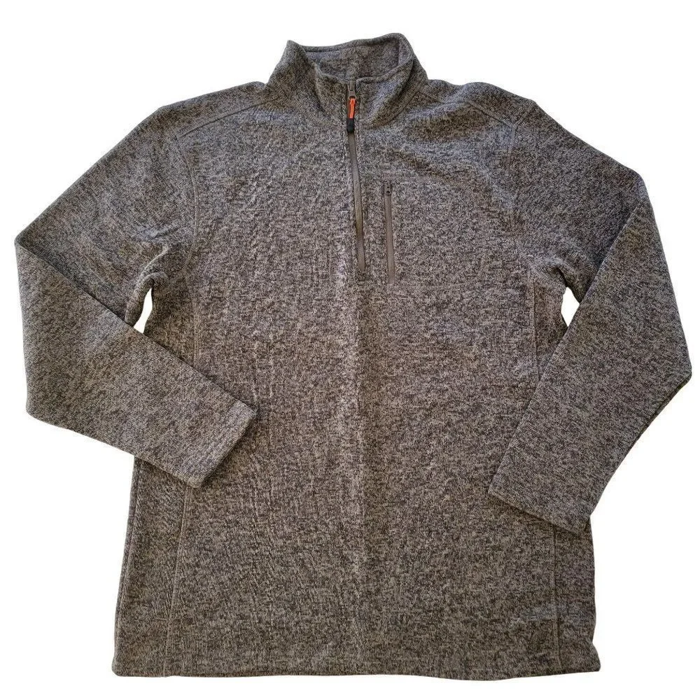 Northcrest Mock Neck Quarter Zip Shacket Mens L Shirt Jacket Brown Long Sleeve